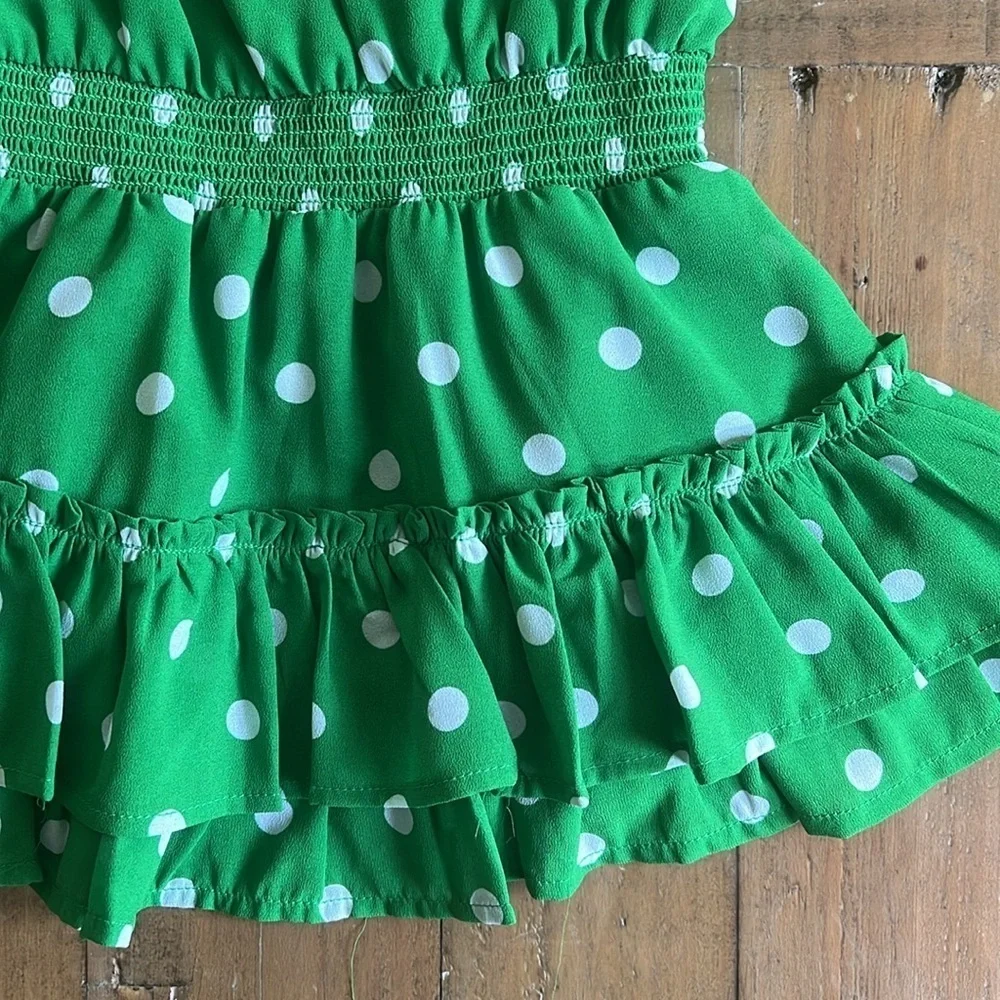 Janie and jack green polka dot ruffle dress